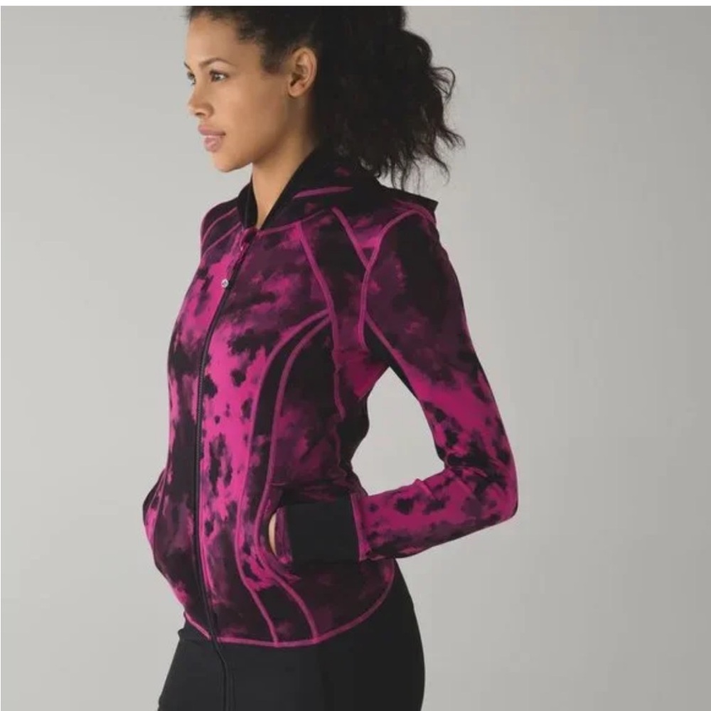 Lululemon Daily Practice Jacket - Blooming Pixie Raspberry Size 8 Pink and Black